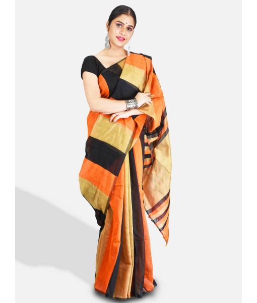 Buy S Kiran's Women's Cotton Blend Saree With Unstitched Blouse Piece,  Unstitched Mekhela & Chador (JTDn1Orange_Multicolored) at Amazon.in