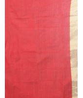 Women`s Handloom Soft Resham Dhakai jamdani Bengal Cotton Silk Tant Saree Whole Body Kolka Design with Blouse Pcs (Red Orange)
