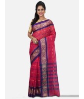 Women`s Handloom Cotton Traditional Bengal Tant Saree With Nakshi Kata Design Saree Without Blouse Piece