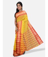 Women`s Handloom Cotton Traditional Bengal Tant Saree With Nakshi Kata Design Saree Without Blouse Piece