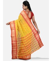 Women`s Handloom Cotton Traditional Bengal Tant Saree With Nakshi Kata Design Saree Without Blouse Piece