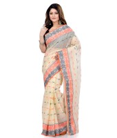 Women Pure Bengal Tant Traditional Handloom Bengali Cotton Saree Noyonchuri Design Without Blouse Piece