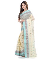 Women Pure Bengal Tant Traditional Handloom Bengali Cotton Saree Noyonchuri Design Without Blouse Piece