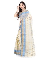 Women Pure Bengal Tant Traditional Handloom Bengali Cotton Saree Noyonchuri Design Without Blouse Piece