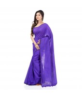 DESH BIDESH Women`s Bengal Khadi Ghicha Handloom Cotton Silk Saree With Blouse Piece (Deep Purple)