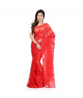 Desh Bidesh Women`s Traditional Bengal Handloom Tant Dhakai Jamdani Cotton Saree Whole Body Design(Red)