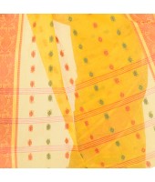 Bengal Tant Woven Bee Kolka Design Pure Handloom Cotton Saree Without Blouse Piece (Yellow)