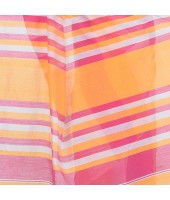 DESH BIDESH Women`s Bengal Khadi Ghicha Handloom Cotton Silk Saree With Blouse Piece (Orange Pink White)