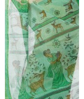 Sakuntala Devi Design Handloom Cotton Traditional Bengal Tant Saree With  Green and White