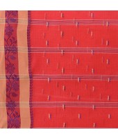 DESH BIDESH Women`s Traditional Tant Pure Cotton Handloom Saree Woven Sudarshana Designer Without Blouse Piece Red