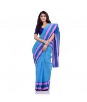 DESH BIDESH Women`s Traditional Pure Cotton Handloom Saree Woven Paisley Kolka Designer Without Blouse Piece (Blue)