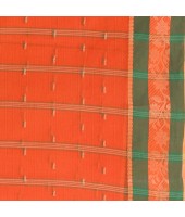 DESH BIDESH Women`s Traditional Tant Pure Cotton Handloom Saree Woven Sudarshana Designer Without Blouse Piece (Orange & Green)