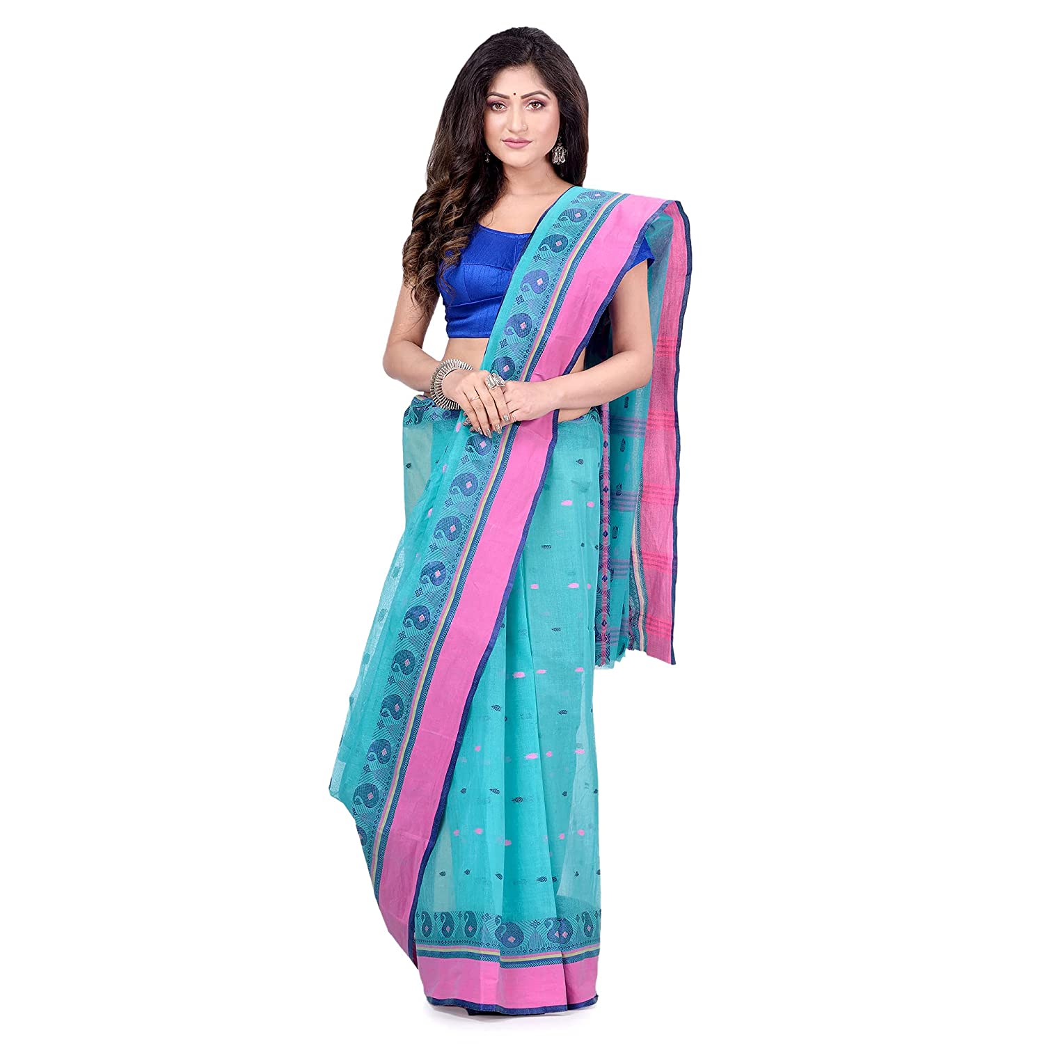 Aishwarya Sarees Women's Gorod Lal Sada Saree With Blouse Piece