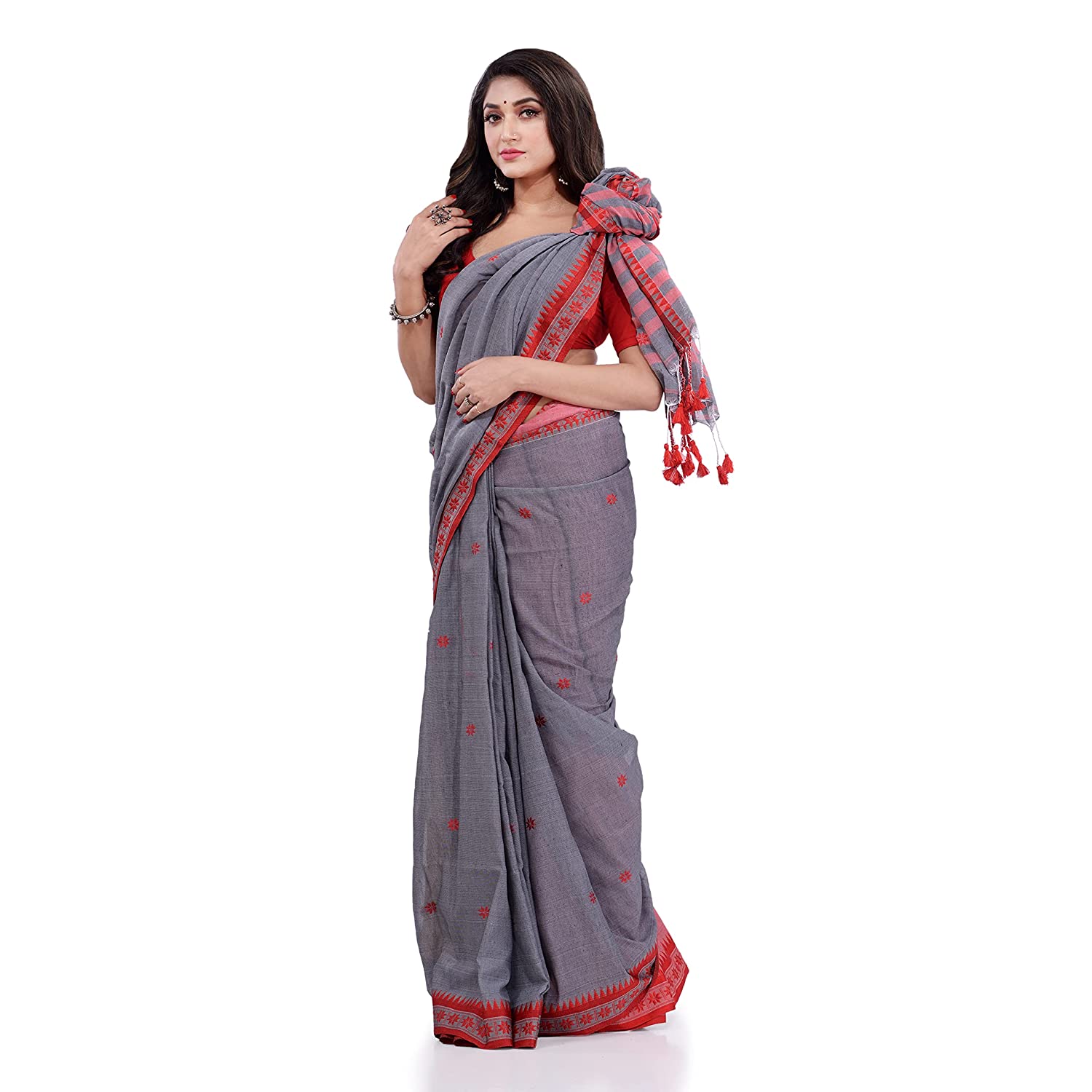 Women's Pure Cotton Traditional Bengali Tant Handloom Cotton Saree With  Blouse Piece (Multicolour)| Cotton Saree | Saree for Women | Latest Design