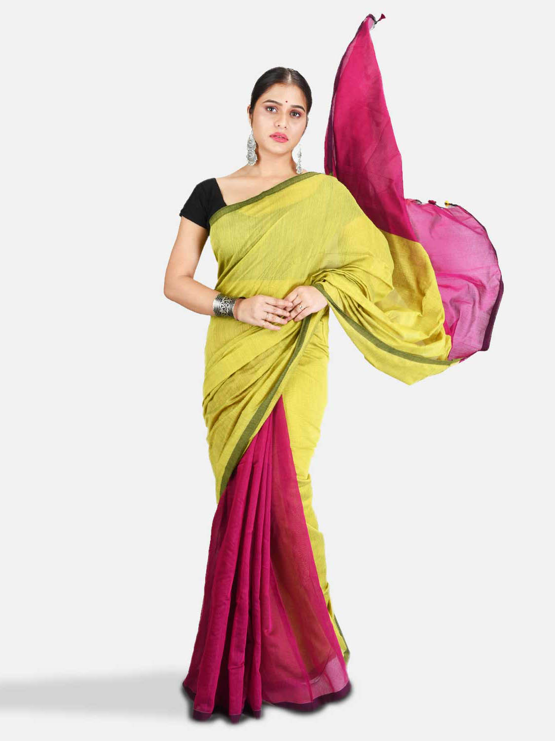 Buy Bengal Cotton Silk Gicha Saree Desh Bidesh Online in india