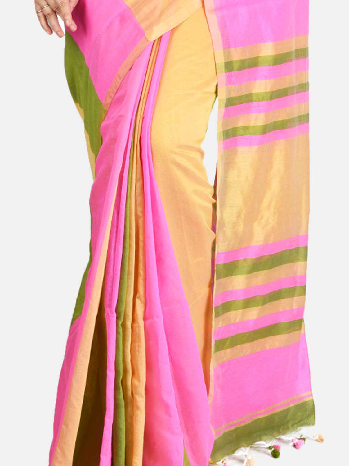 Buy Online Pure Cotton Silk Mix Gicha Handloom Saree Cotton Blend Sari