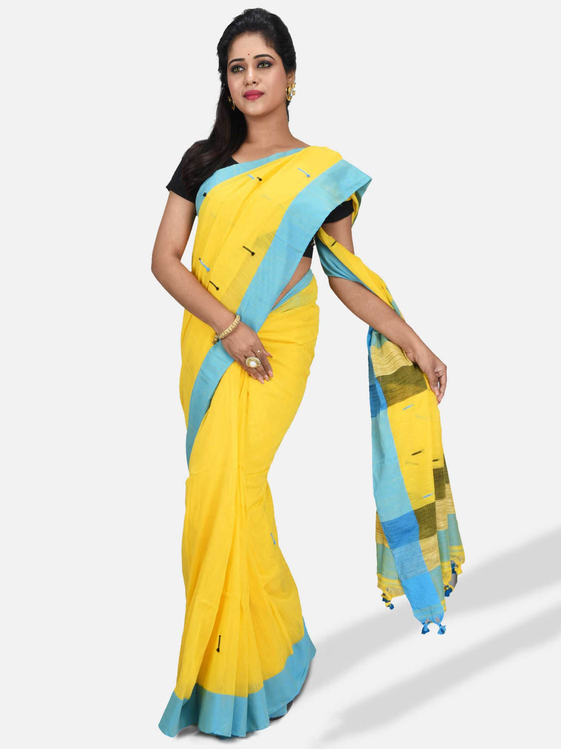 Stylish Comfortable Lightweight Yellow Printed Pure Cotton Saree For Ladies  at Best Price in Burdwan | Khan Handloom